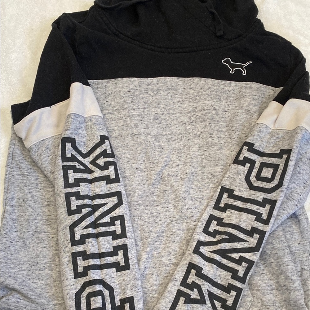 Victoria's Secret PINK Black and Gray Hoodie